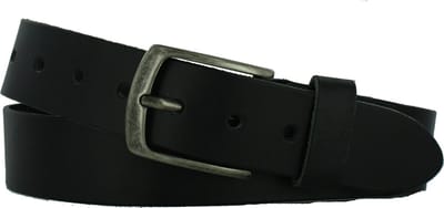 Leren Heren/Dames Riem | 4cm breed | Riemmaat: 105cm (totale lengte: 120cm) | 100% echt leer | Kleur: zwart | Nikkelvrije gesp