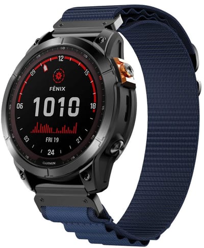 Strap-it Fenix universeel 26mm alpine nylon bandje - horlogebandje geschikt voor Garmin Fenix 9 (Pro) 51mm / Fenix 8 (Pro) 51mm / Garmin Fenix 7x (Pro - Sapphire Solar) / Fenix 6x (Pro - Sapphire) / Fenix 5x (Plus) / Fenix 3 - Donkerblauw