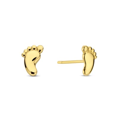 New Bling 9NBG-0739 Gouden Oorknopjes Voetjes - Oorbellen - Voetje - 6,6x4,3mm - Oorstekers - 14 Karaat - Goud