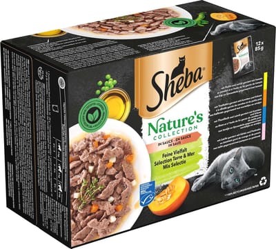1x Sheba - Nature's Collection - Kattenvoer natvoer- Kip & Kalkoen & Tonijn & Zalm in saus - 12x85g