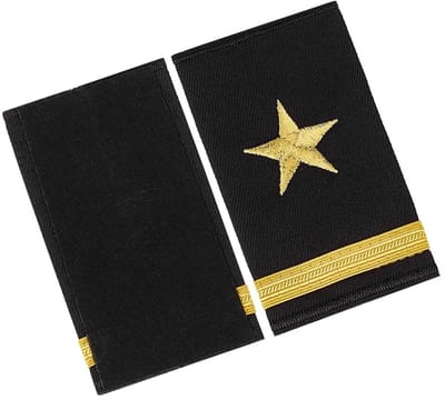Dailygoods- Epauletten Gouden Streepjespatroon - Pilotenepauletten - Cosplay Kostuum - Lichtgewicht - Hoogwaardig Polyester - Afmetingen 52 x 90 mm - Schouderpatch