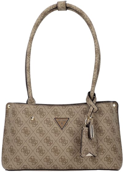 GUESS schoudertas Meridian II Shoulder Satchel Bag Latte Logo Lichtbruin