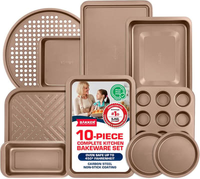 Bakvorm Set - Keukengerei Set - Taarten Bakken - Antiaanbaklaag - 10 Delig - Bruin