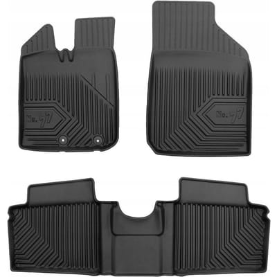Rubberen Maatwerk Vloermatten Set FROGUM voor DACIA Spring 2021- – 3-delig – Hoog Rant 4cm – Geurloos