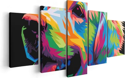 Artaza Canvas Schilderij Vijfluik Kleurrijke Hond - Abstract - 100x50 - Foto Op Canvas - Canvas Print