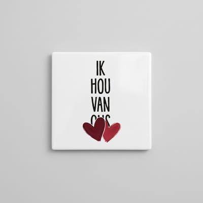 Ik Hou Van Ons – Romantische Liefdesquote Keramische Tegel 15 × 15 cm | Hart Design Woondecoratie Cadeau