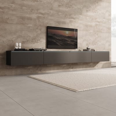 Meubella - Verity - TV-Meubel met LED - Zwart - 300x33x32 cm