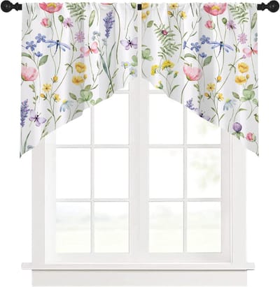 Korte Gordijnen met Bloemenprint in Landelijke Stijl voor Keuken en Caféramen, Perfecte Decoratie voor Thuis