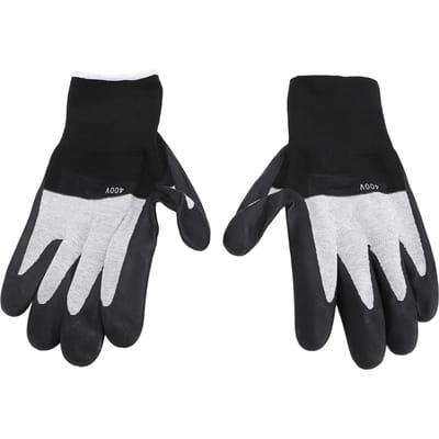 1 Paar Geïsoleerde Werkhandschoenen 400V Spanningsbestendigheid Rubberen Palm Nylon Vlamvertragend Isolerende Handschoenen voor Elektricien black