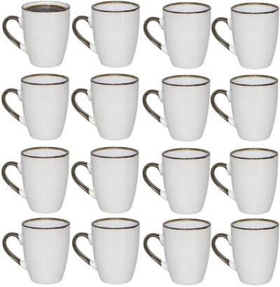 Gerimport Koffie / thee mok Nevada - 16x stuks - creme wit - 380 ml - mokken - keramiek
