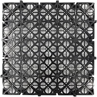 Drainage Vloertegels - Modulaire Matten - Veilig Lopen - In Elkaar Grijpend - 40x40x3cm 16 Stuks - Zwart