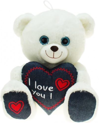 Kruger Pluche beer/beren - wit - knuffelbeer - I love you - 25 cm - Valentijn - cadeau