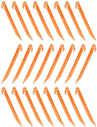 Dailygoods- Tentharingen 24 stuks 230 mm - Kunststof - Sterk en robuust - Antisliphaak - Voor camping en tuin - Veiligheidswaarschuwing bij gebruik - Grondpennen