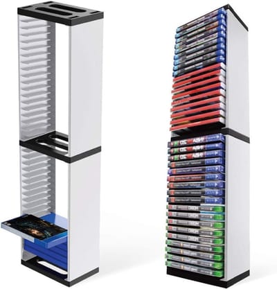 Virtubuy - Game Storage Tower - Opslag voor 36 Spellen - Duurzaam & Lichtgewicht - Wit - Geschikt voor PS5 PS4 Xbox Switch - Modern Design