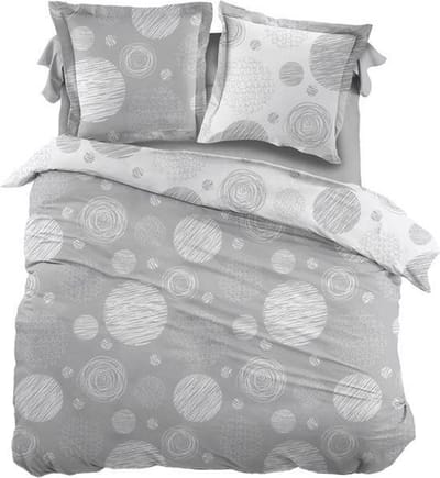 Snoozing Lex - Flanel - Dekbedovertrek - Eenpersoons - 140x200/220 cm + 1 kussensloop 60x70 cm - Grijs