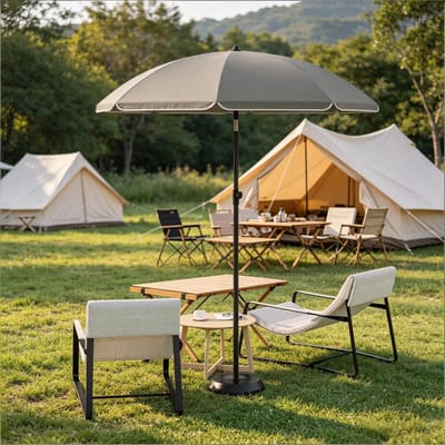 HAUSS SPOLE Zonnescherm – Verstelbaar en Opvouwbaar – Ø175 X H156-206 Cm – Metaal En Polyester – Grijs – Voor Strand En Tuin