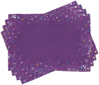 New Bed Kerstmis Decoratieve kleurrijke sneeuwvlokken Set van 4 Placemat voor Eettafel, Wasbare Stof met Antislip Achterkant