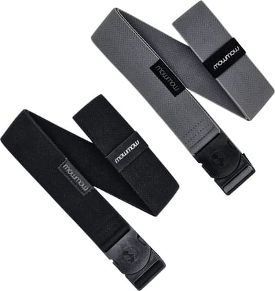MowMow 2-pack Elastische riem - Stretch - 105 cm - Heren - Dames - Zwart + Grijs