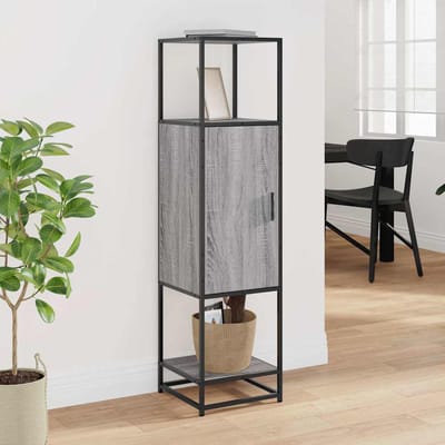 vidaXL - Hoge - kast - 35,5x35x139 - cm - bewerkt - hout - en - metaal - grijs - sonoma