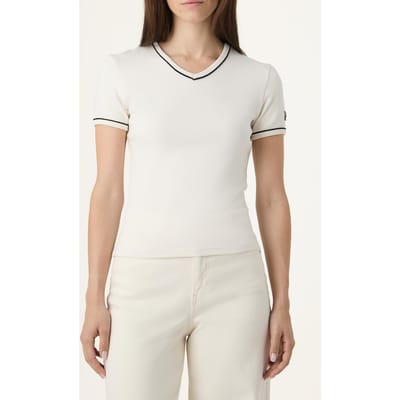 FILA Portello Slim V-neck T-shirt Egret Größe: XS | Hemden Outlet | Damen