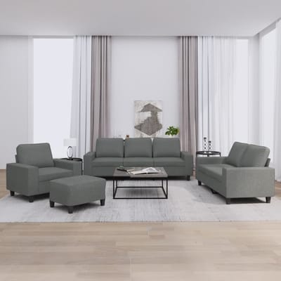 vidaXL - 4-delige - Loungeset - stof - donkergrijs
