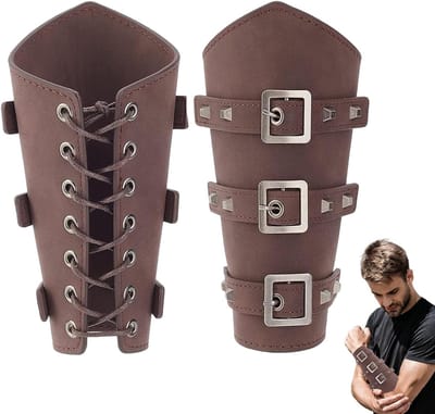 Viking leren armbeschermers voor middeleeuwse kostuums, retro ridderaccessoires voor LARP en cosplay evenementen