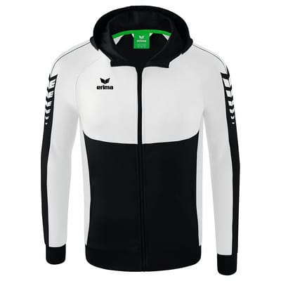 Erima Six Wings Trainingsjack Met Capuchon Heren - Wit / Zwart | Maat: XL