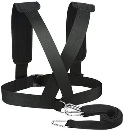 Trek Harnas - Sled Riem - Kracht Training - Verstelbare Riemen - 158 cm Lengte - Zwart