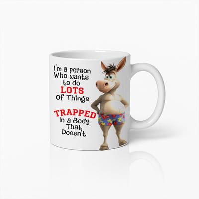 Grappige Ezel Mok – Gevangen in een Lui Lichaam Quote – Perfect Cadeau voor Uitstellers