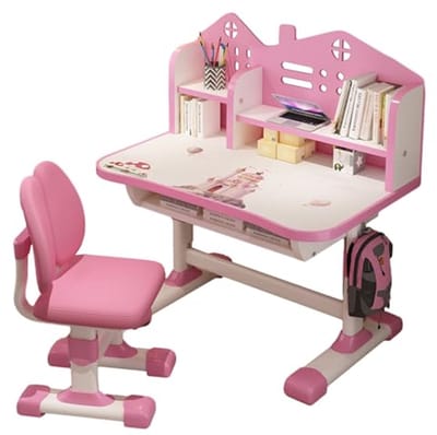 Multifunctionele Kindertafelstoelset - Verstelbare Studietafel met Laden voor Kinderen