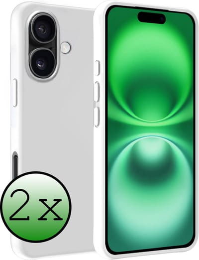 Hoesje 2 Stuks - Geschikt voor Apple iPhone 16 - Sterk & Shockproof - Case Siliconen - Back Cover - Telefoon Hoes - Wit