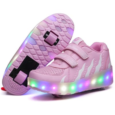 Schoenen met wieltjes Opladen Mannen en Vrouwen Kinderen Volwassenen Rolschaatsen Ultralichte Wielen Veterschakelaar LED Licht Schoenen 29