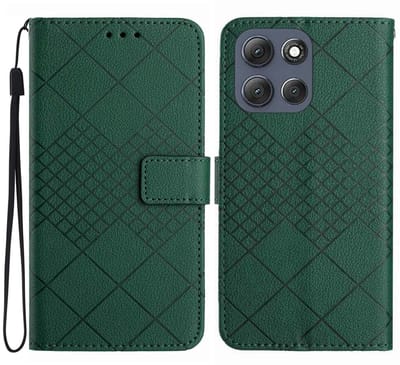 Coverup Hoesje - Geschikt voor Motorola Moto G56 Hoesje - Coverup Rhombus Book Case - Groen