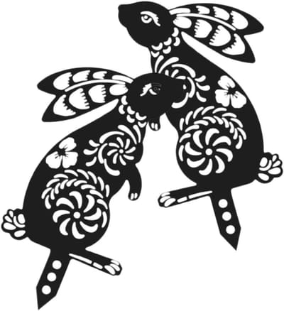 Tuin Decoratie Inzetstuk - Paas Decoratie - Buiten Versieren - Konijn en Ei Ontwerp - 29x19CM - Zwart