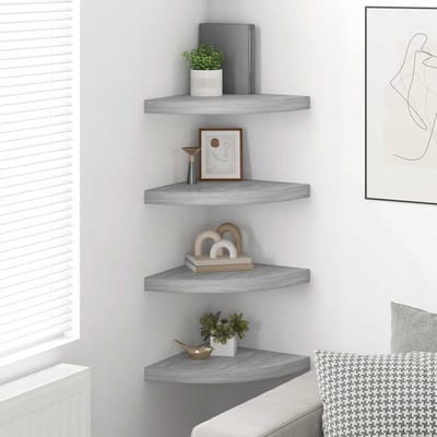 vidaXL - Hoekwandschappen - 4 - st - 35x35x3,8 - cm - MDF - betongrijs