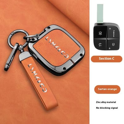 Legering Leer Auto Afstandsbediening Sleutelhoes Cover Shell Fob Voor Lynk&Co 08  -  Nieuwe Originele Beschermhoes Sleutelhanger Accessoires white