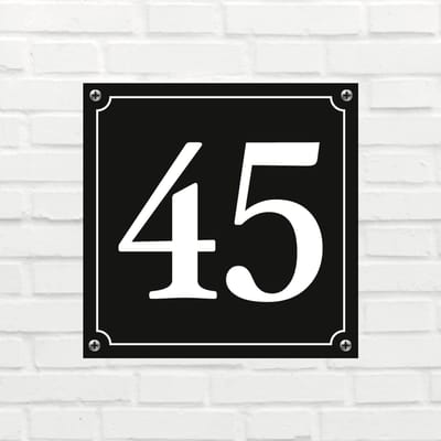 Huisnummerbord Klassiek - Nummer 45 - 14 x 11 cm - incl. bevestiging | - naambord - nummerbord - voordeur