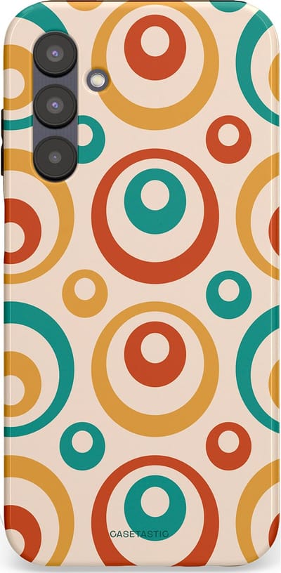 Casetastic hoesje geschikt voor Samsung Galaxy A25 - Dubbellaagse bescherming - Bolletjes boogie - Fashion Case - Crème Terracotta Goud Turquoise