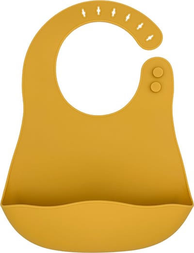 Youly® siliconen slabbetje met opvangbakje - Baby Slabbetjes - Afwasbaar - Verstelbaar In 6 Maten - Geel