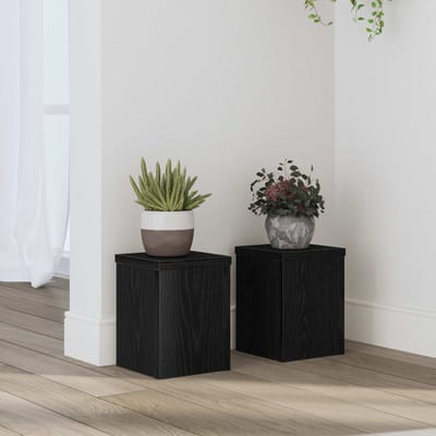 vidaXL - Plantenstand - 2 - st - Zwart - eiken - 15 - x - 15 - x - 20 - cm - Bewerkt - hout