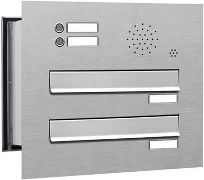 Inbouw met intercom 2 adressen_Brievenbus met intercompaneel inbouw_2_adressen__RVS