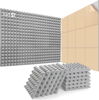 Zelfklevend akoestisch schuim geluidsabsorbers - 12 stuks - 30 X 30 X 5cm - geluidsisolatie - gamingdecoratie - podcast studio - akoestische panelen