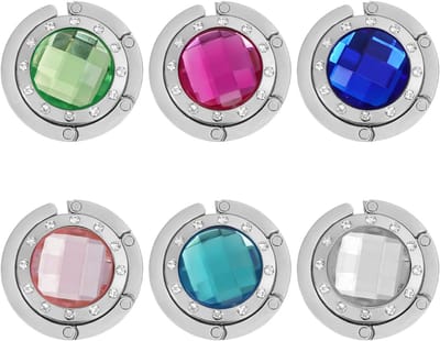 Dailygoods- Handtashanger - 6 Stuks - Opvouwbare Tashouders - Magnetisch - Roestbestendig - Tot 2 kg - Elegant Design met Glaskristal - Tashouder