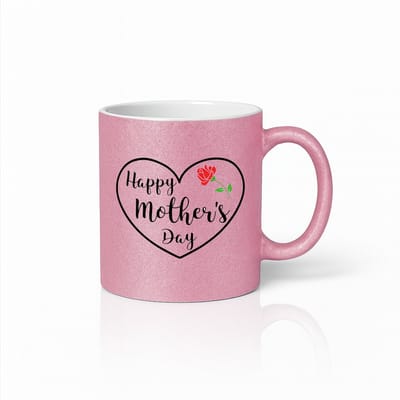Roze Moederdag Mok - Hart en Roos Happy Mother's Day Design - 330ml Koffiemok