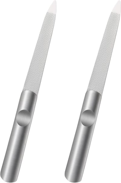 Nagelvijlen Set - Roestvrij Staal - Nagels Vormgeven - Dubbelzijdig Ontwerp - 11.7 Cm Lang - Staalgrijs