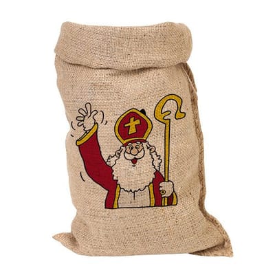 Sinterklaas jute zak groot, formaat: 50 x 80 cm.