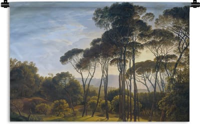 Wandkleed - Wanddoek - Italiaans landschap met parasoldennen - Kunst - Oude meesters - 180x120 cm - Wandtapijt