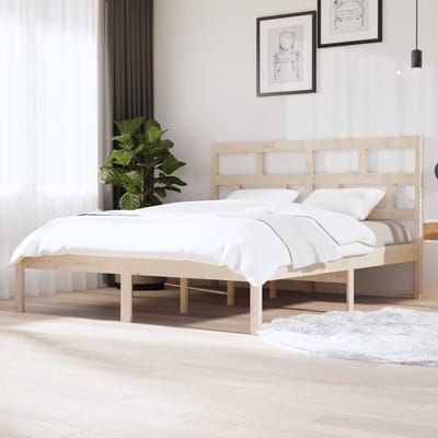 Massief Houten Bedframe - Robuust Bed - Slaapkamer Inrichten - Stabiel Grenenhout Frame - 160x200 cm - Natuurlijk