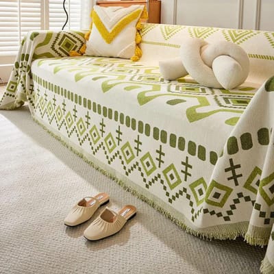 Zwart Bohemen Geometrie Bankhanddoek Multifunctioneel Modern Bankovertrek Doek Dubbelzijdig Anti-kras Bankhoes Dekens 180x90cm 1pcs