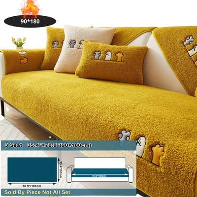 Livano Bankhoes - Bankbeschermer - Stretch - Sofa Cover - Pluche - Geel - 3 Zits 90x180